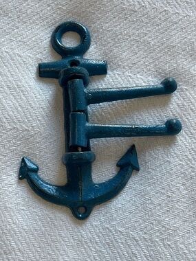 Nautical Anchor Wall Hook - Blue